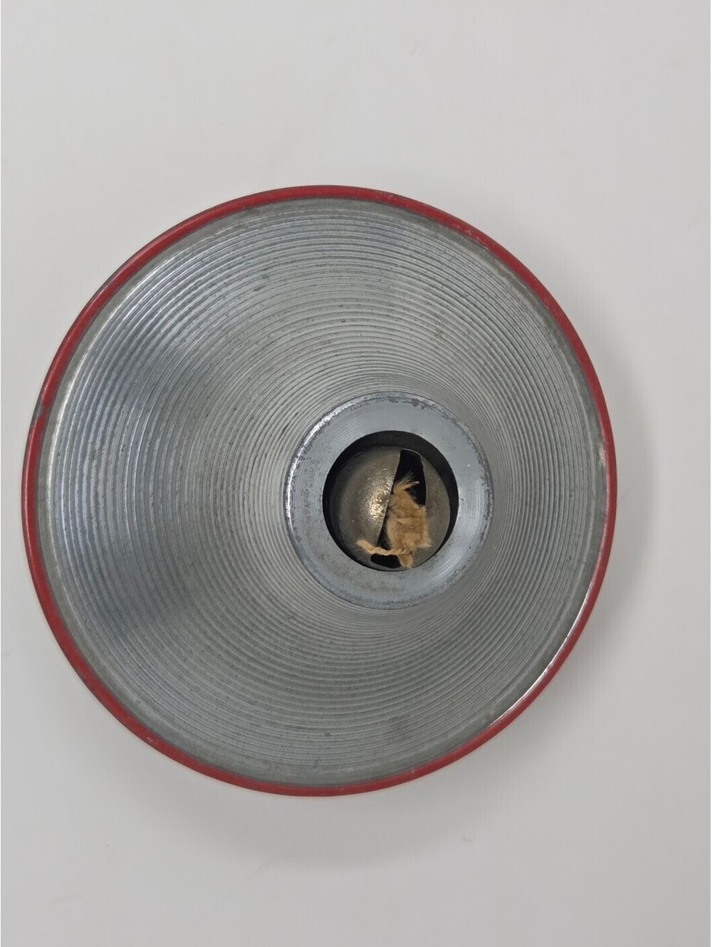 PSA MFG Co Aluminum Oil Lamp W/ Reflector Shade Ribbed Red Trim Wick Holder